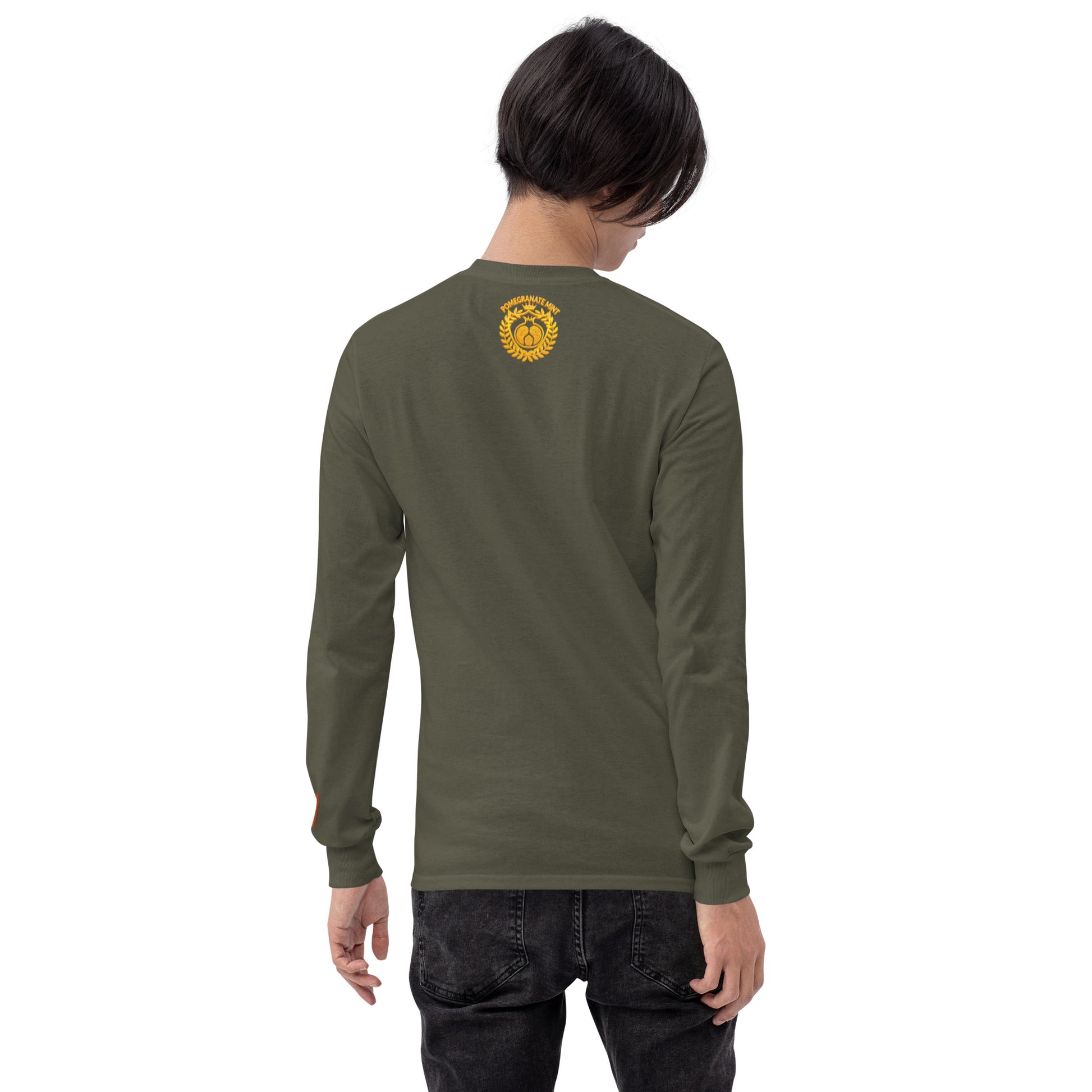 Men's Long Sleeve "Greater Armenia AK-47 & Tricolor" Embroidered Shirt Pomegranate Mint