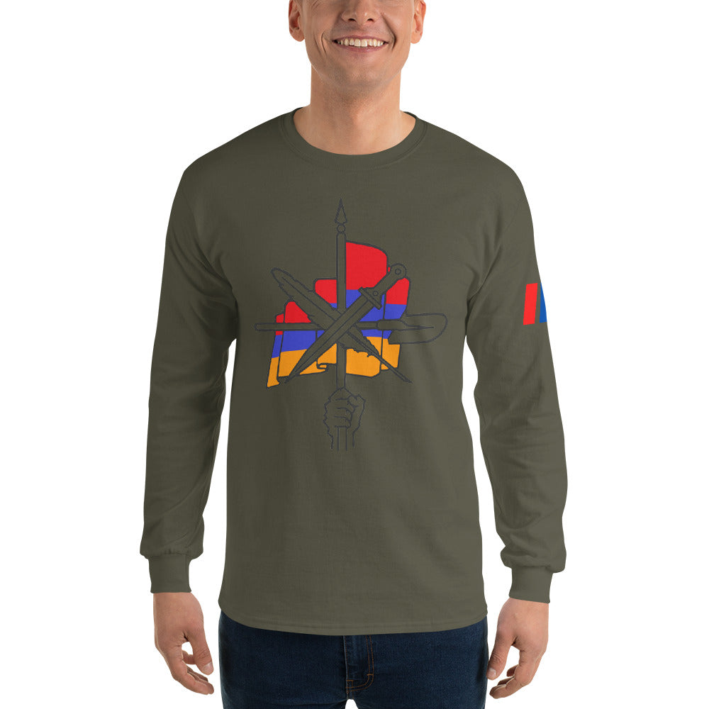 Men's "Dashnaktsutyun" Graphic Graphic Long Sleeve Shirt - Հայ Յեղափոխական Դաշնակցութիւն Pomegranate Mint