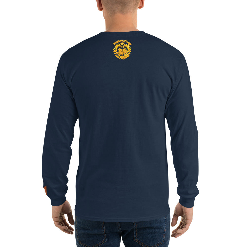 Men's Embroidered "Shield of Armenia & Tricolor Flag" Long Sleeve Shirt Pomegranate Mint