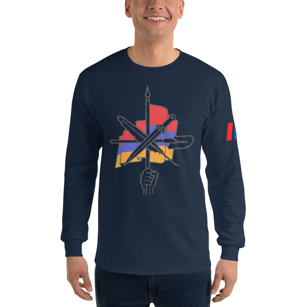 Men's "Dashnaktsutyun" Graphic Graphic Long Sleeve Shirt - Հայ Յեղափոխական Դաշնակցութիւն Pomegranate Mint