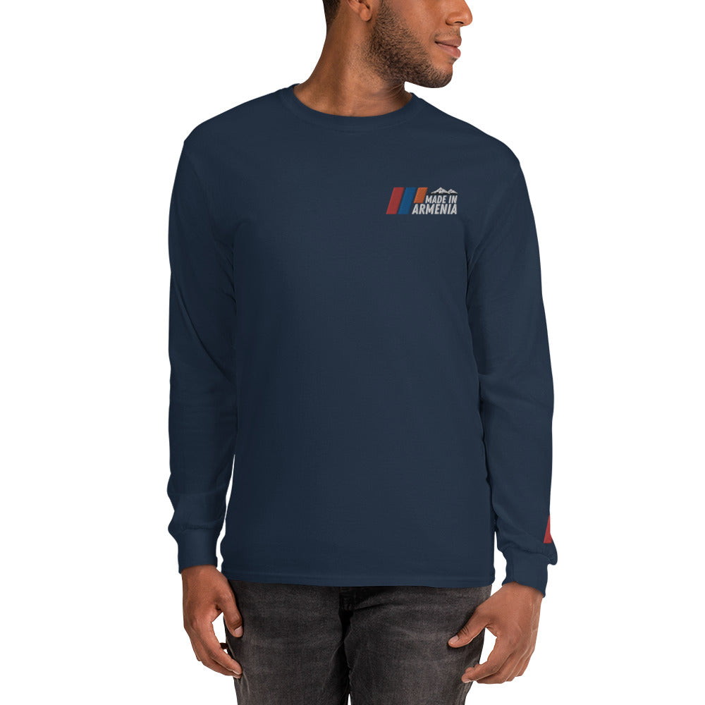 Men's Long Sleeve "Made in Armenia & Mount Ararat" Embroidered Shirt Pomegranate Mint
