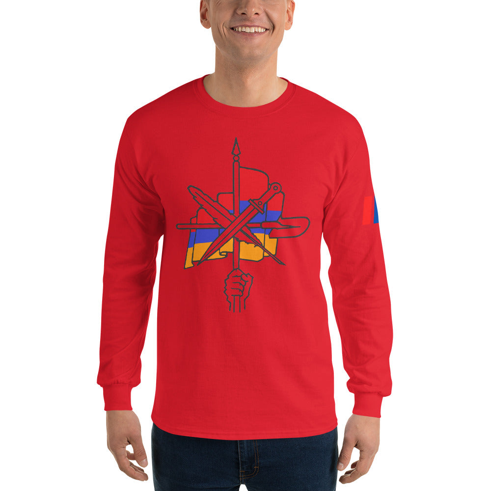 Men's "Dashnaktsutyun" Graphic Graphic Long Sleeve Shirt - Հայ Յեղափոխական Դաշնակցութիւն Pomegranate Mint