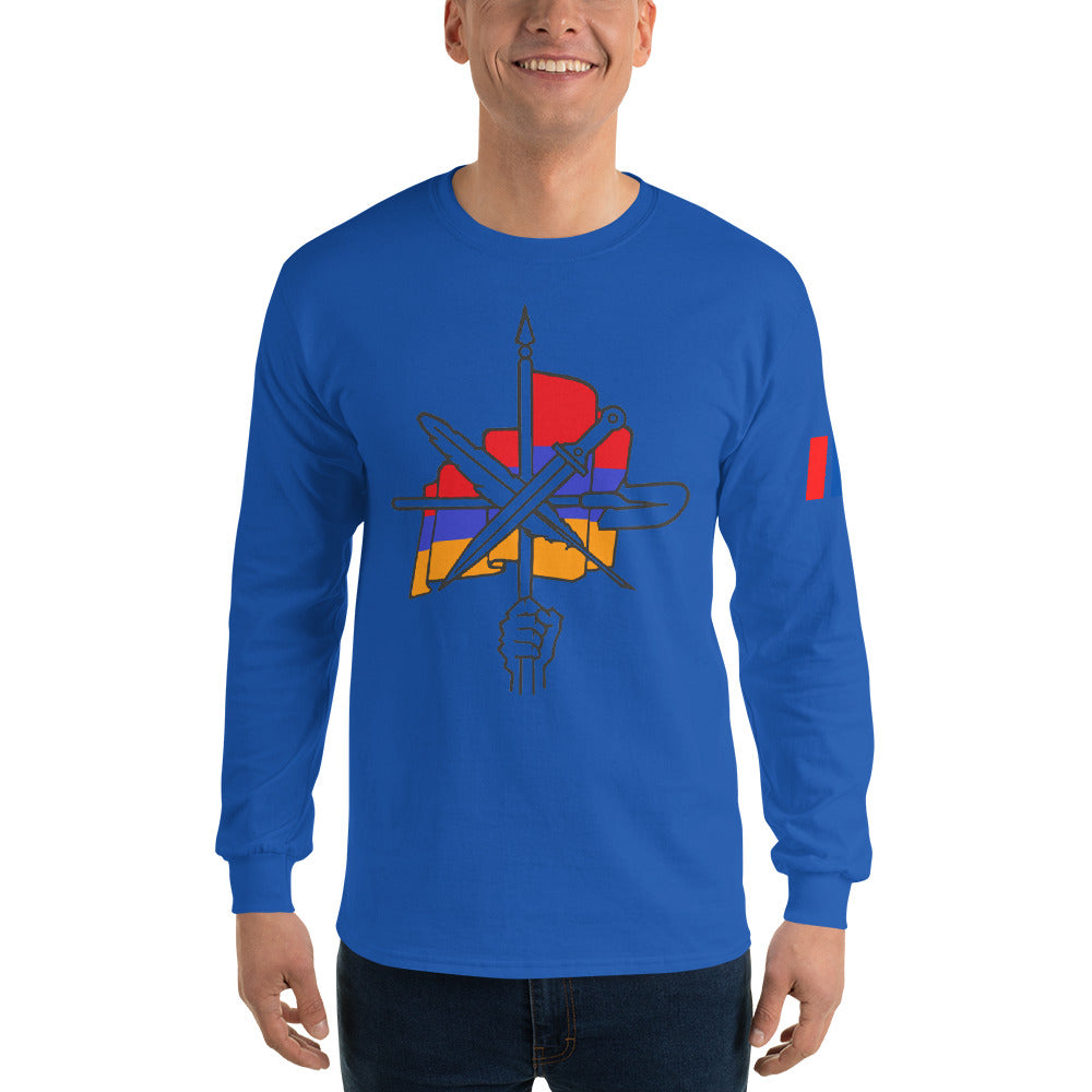 Men's "Dashnaktsutyun" Graphic Graphic Long Sleeve Shirt - Հայ Յեղափոխական Դաշնակցութիւն Pomegranate Mint