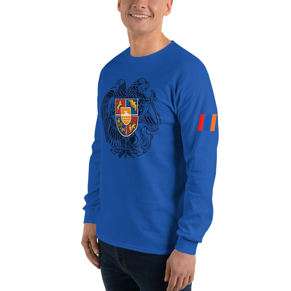 Men's Long Sleeve "Armenian Coat of Arms & Tricolor" Graphic Shirt Pomegranate Mint