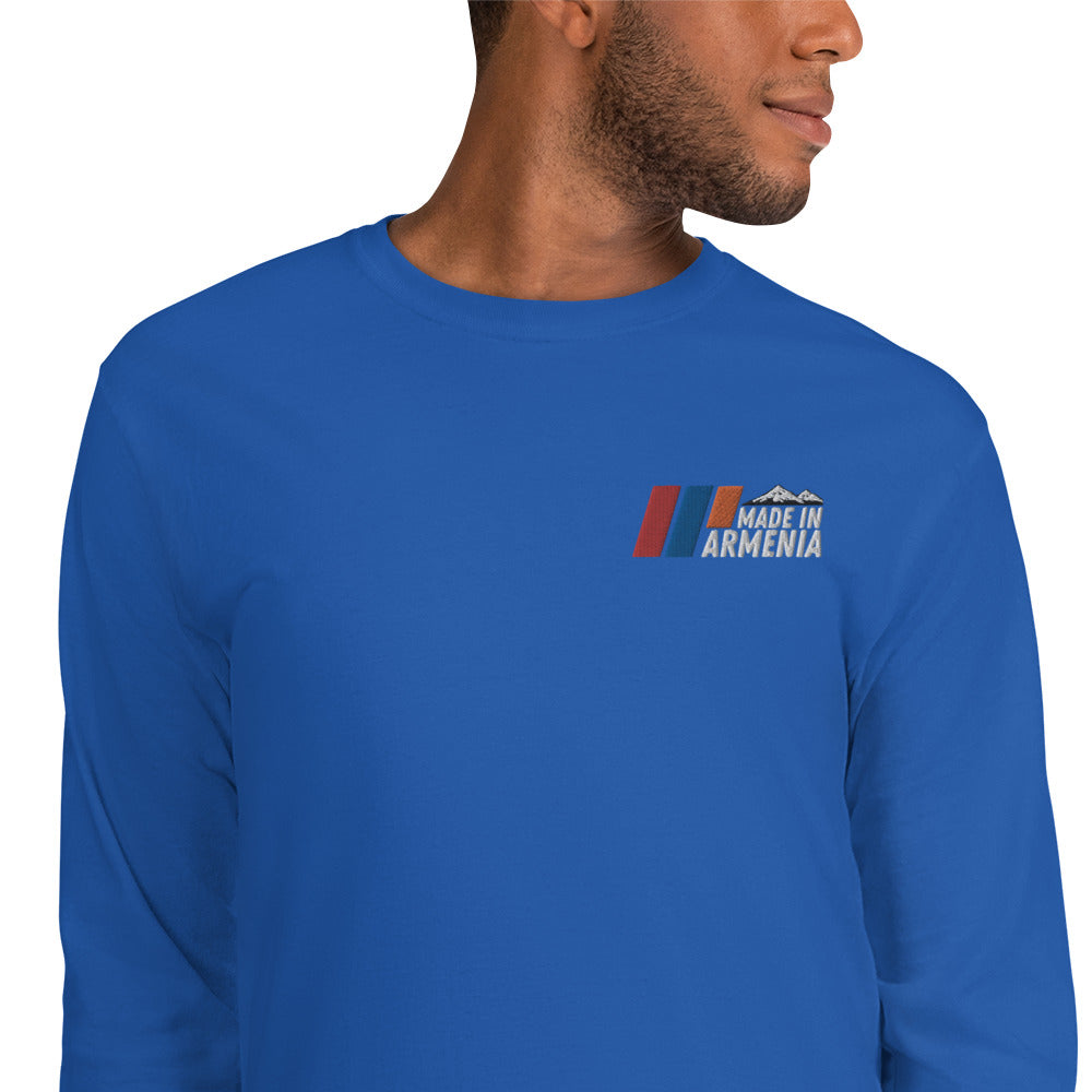 Men's Long Sleeve "Made in Armenia & Mount Ararat" Embroidered Shirt Pomegranate Mint
