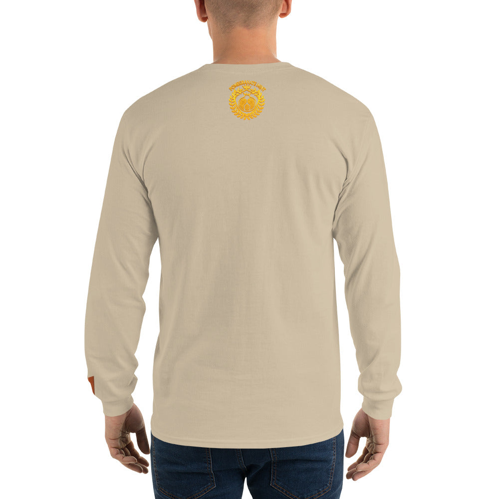 Men's Embroidered "Shield of Armenia & Tricolor Flag" Long Sleeve Shirt Pomegranate Mint
