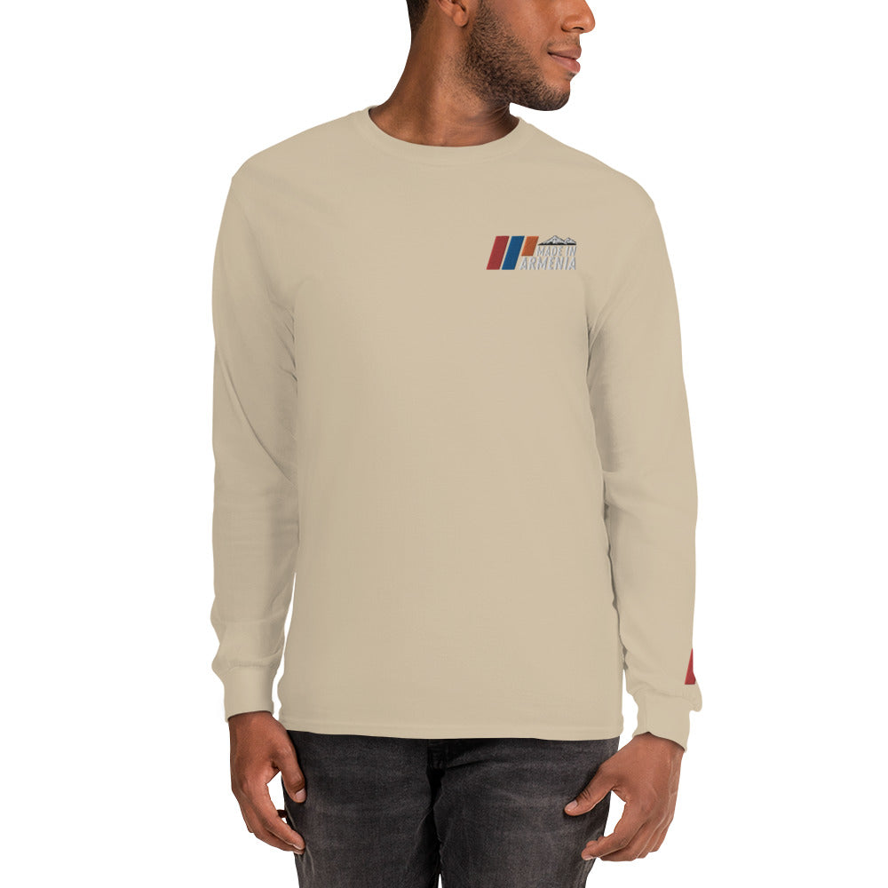 Men's Long Sleeve "Made in Armenia & Mount Ararat" Embroidered Shirt Pomegranate Mint
