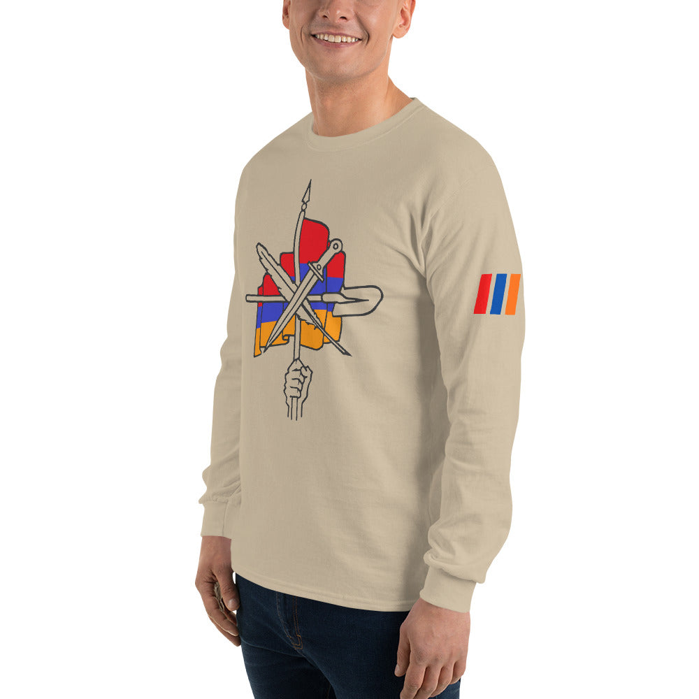 Men's "Dashnaktsutyun" Graphic Graphic Long Sleeve Shirt - Հայ Յեղափոխական Դաշնակցութիւն Pomegranate Mint
