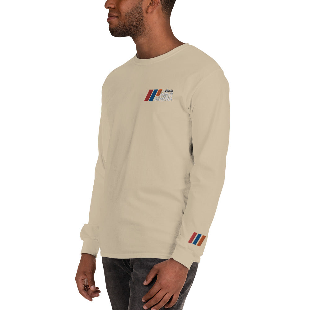 Men's Long Sleeve "Made in Armenia & Mount Ararat" Embroidered Shirt Pomegranate Mint