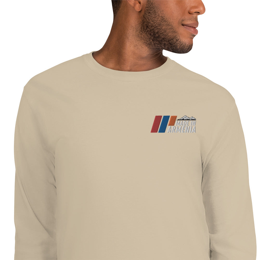 Men's Long Sleeve "Made in Armenia & Mount Ararat" Embroidered Shirt Pomegranate Mint