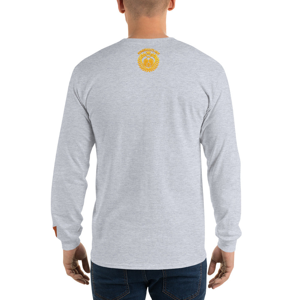 Men's Embroidered "Shield of Armenia & Tricolor Flag" Long Sleeve Shirt Pomegranate Mint