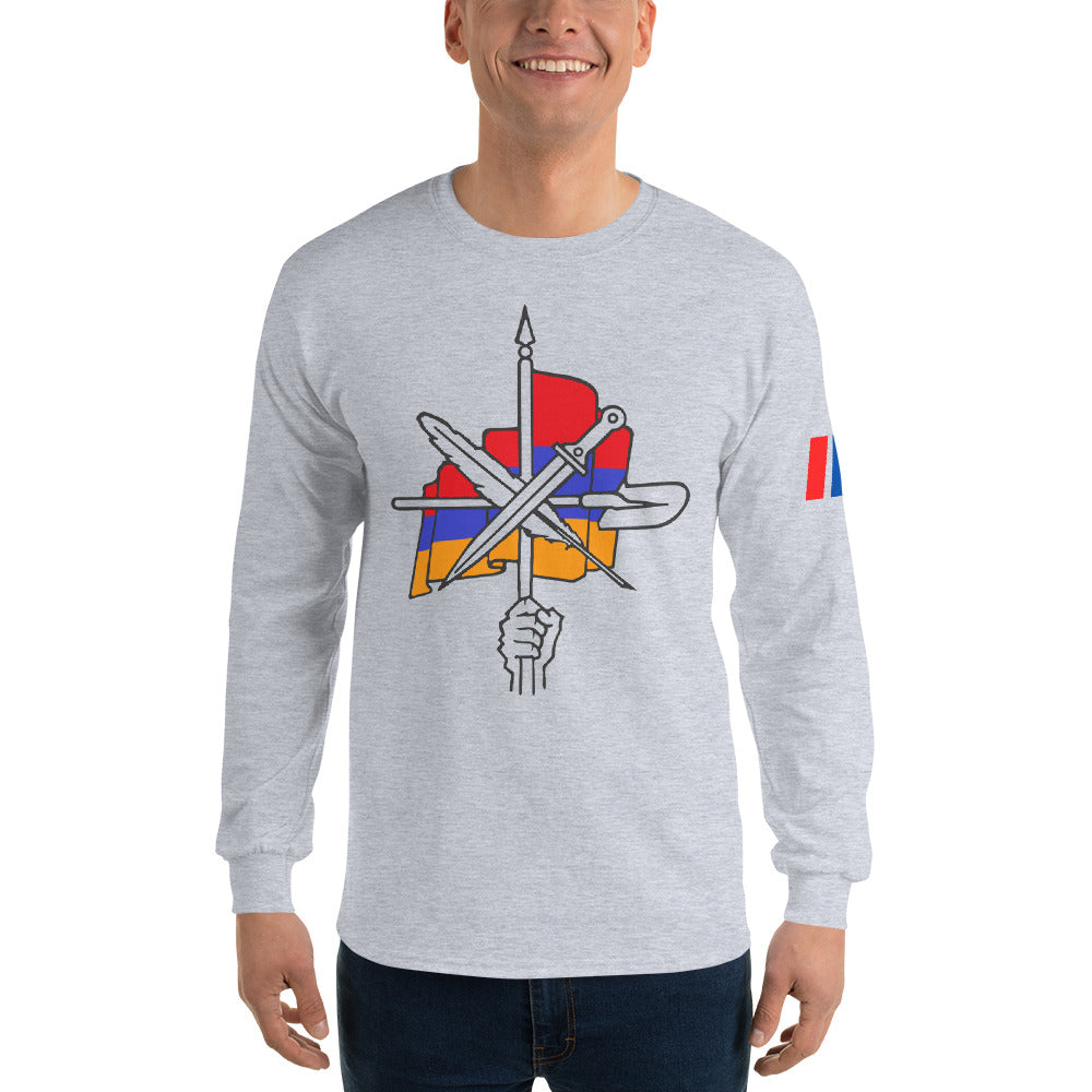 Men's "Dashnaktsutyun" Graphic Graphic Long Sleeve Shirt - Հայ Յեղափոխական Դաշնակցութիւն Pomegranate Mint