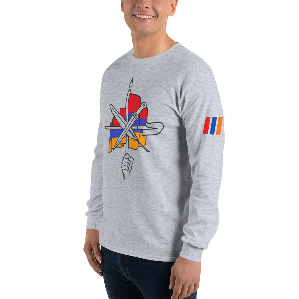 Men's "Dashnaktsutyun" Graphic Graphic Long Sleeve Shirt - Հայ Յեղափոխական Դաշնակցութիւն Pomegranate Mint