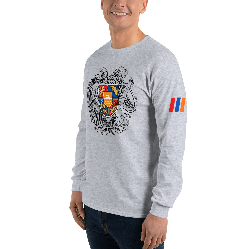 Men's Long Sleeve "Armenian Coat of Arms & Tricolor" Graphic Shirt Pomegranate Mint