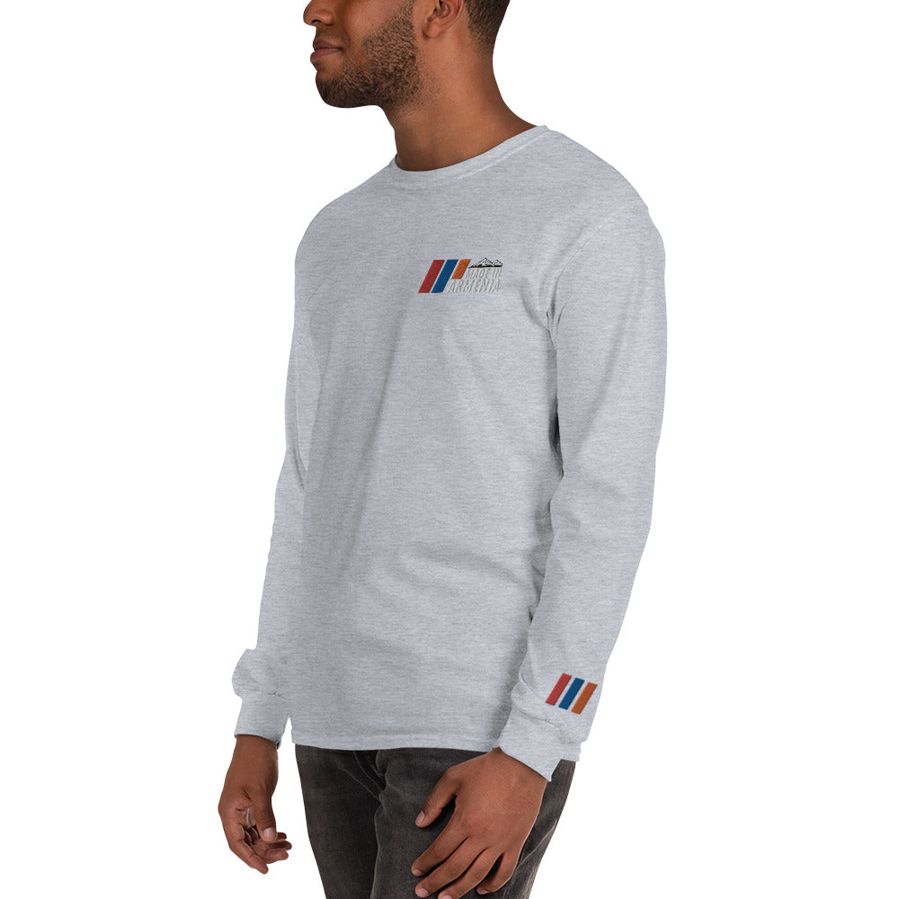 Men's Long Sleeve "Made in Armenia & Mount Ararat" Embroidered Shirt Pomegranate Mint