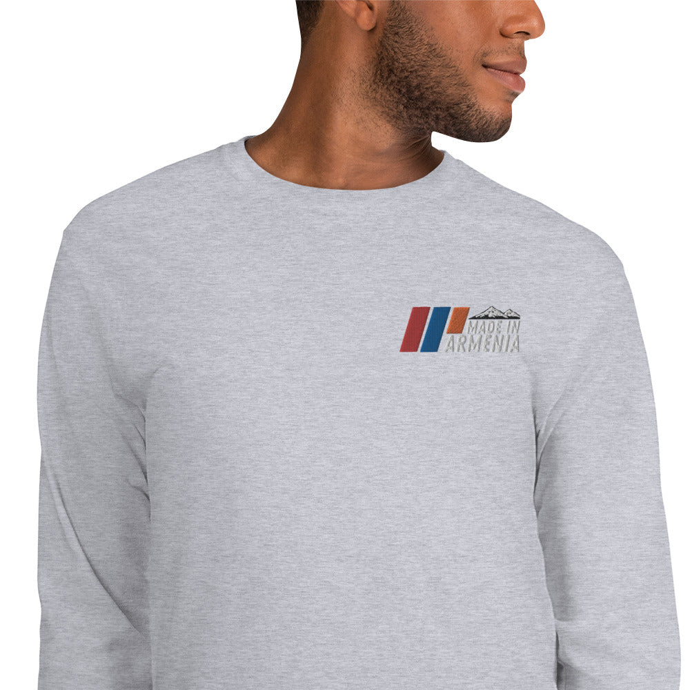 Men's Long Sleeve "Made in Armenia & Mount Ararat" Embroidered Shirt Pomegranate Mint