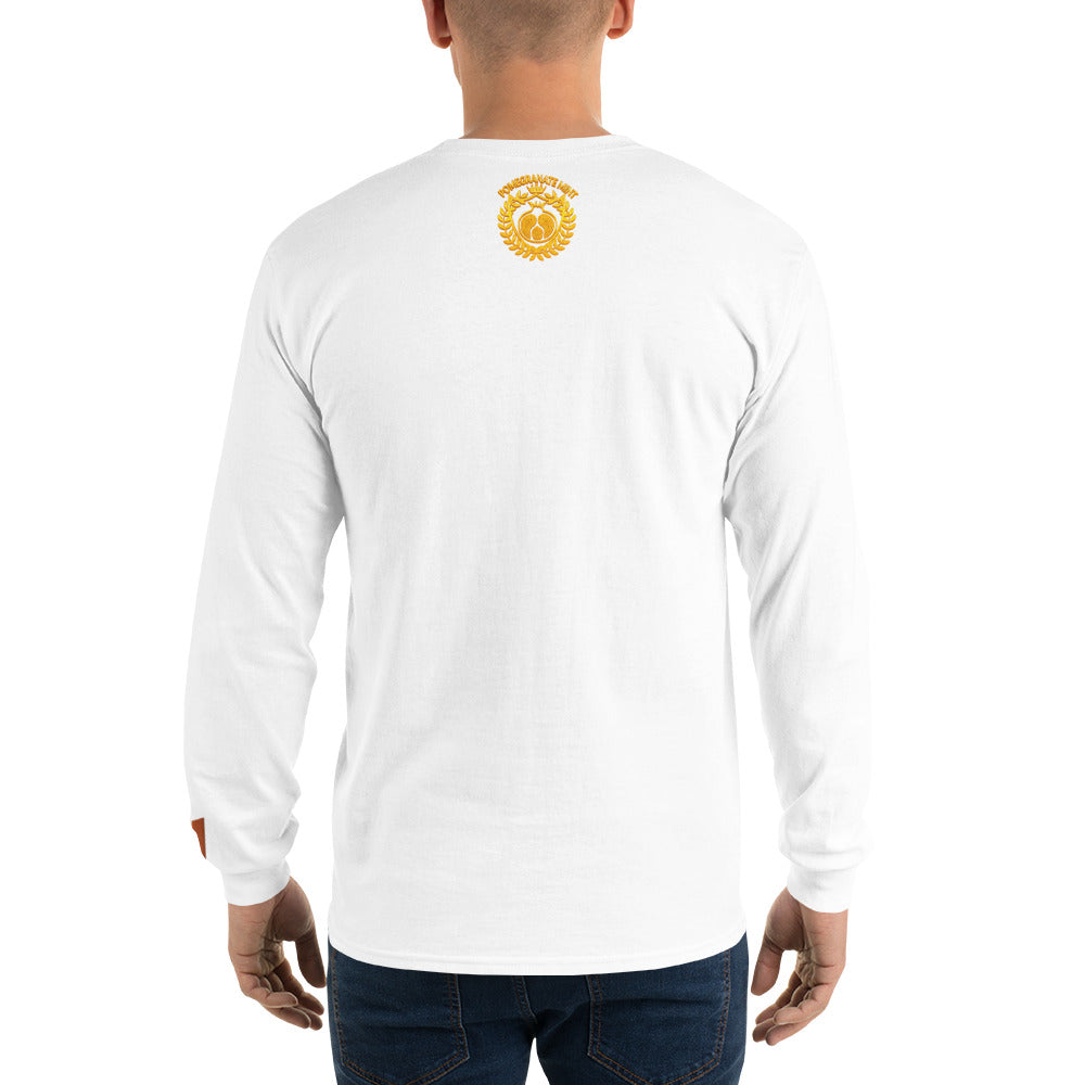 Men's Embroidered "Shield of Armenia & Tricolor Flag" Long Sleeve Shirt Pomegranate Mint