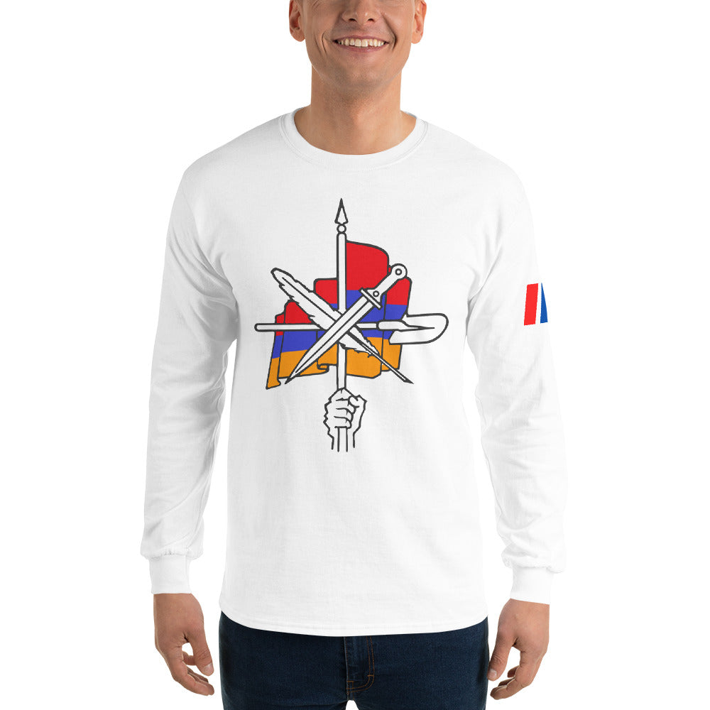 Men's "Dashnaktsutyun" Graphic Graphic Long Sleeve Shirt - Հայ Յեղափոխական Դաշնակցութիւն Pomegranate Mint