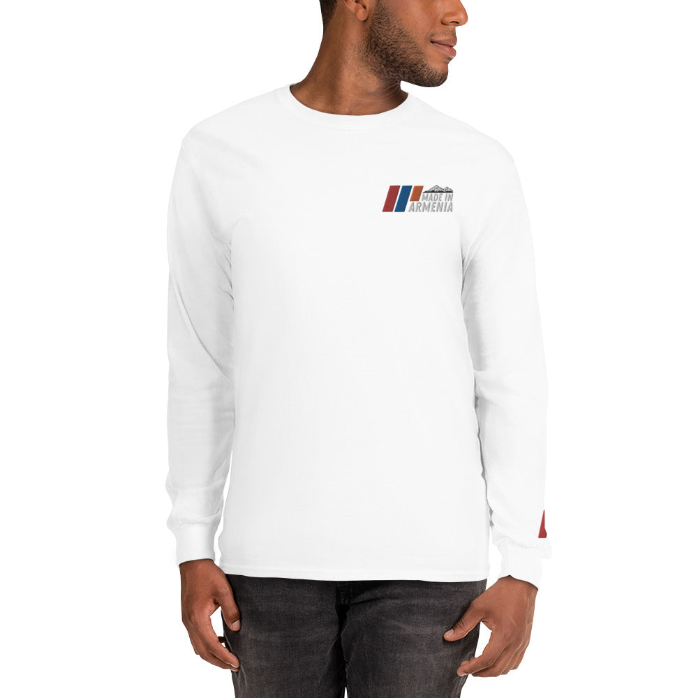 Men's Long Sleeve "Made in Armenia & Mount Ararat" Embroidered Shirt Pomegranate Mint