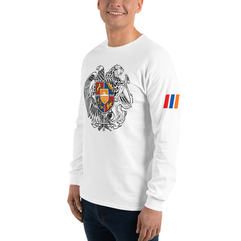 Men's Long Sleeve "Armenian Coat of Arms & Tricolor" Graphic Shirt Pomegranate Mint