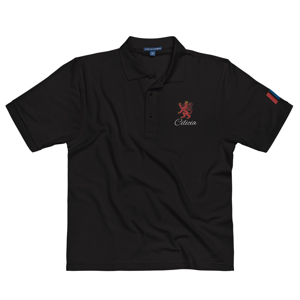 Men's Heritage Polo with Cilician Armenian Lion & Tricolor Armenian Flag Embroidery Pomegranate Mint