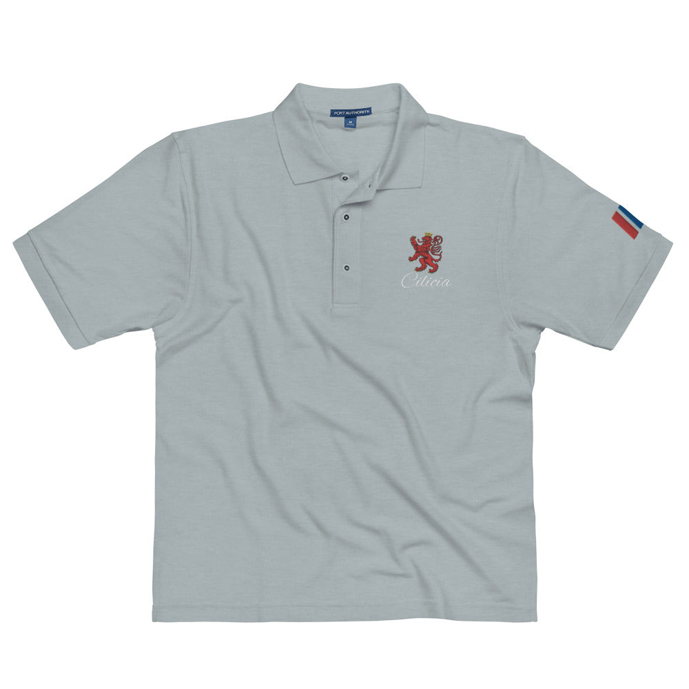 Men's Heritage Polo with Cilician Armenian Lion & Tricolor Armenian Flag Embroidery Pomegranate Mint