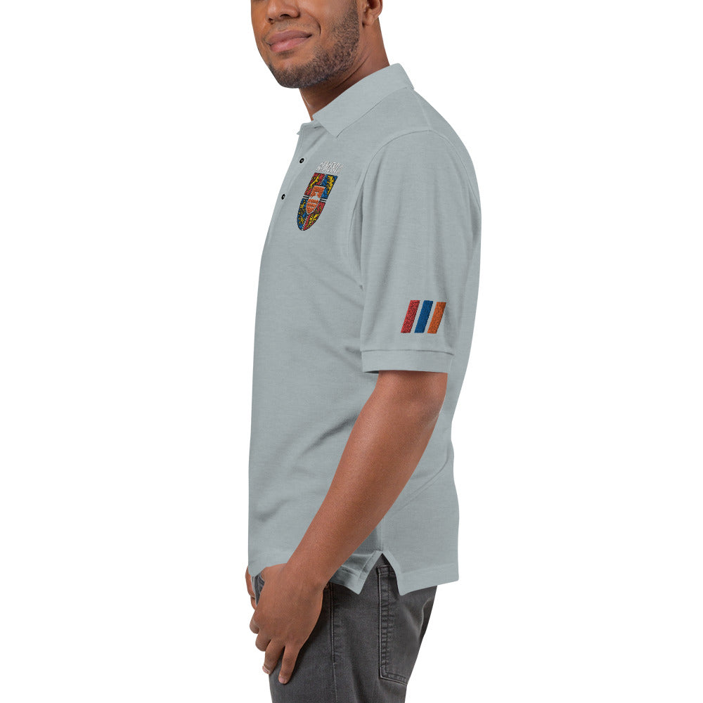 Men's Embroidered "Shield of Armenia & Tricolor Flag" Premium Polo Pomegranate Mint