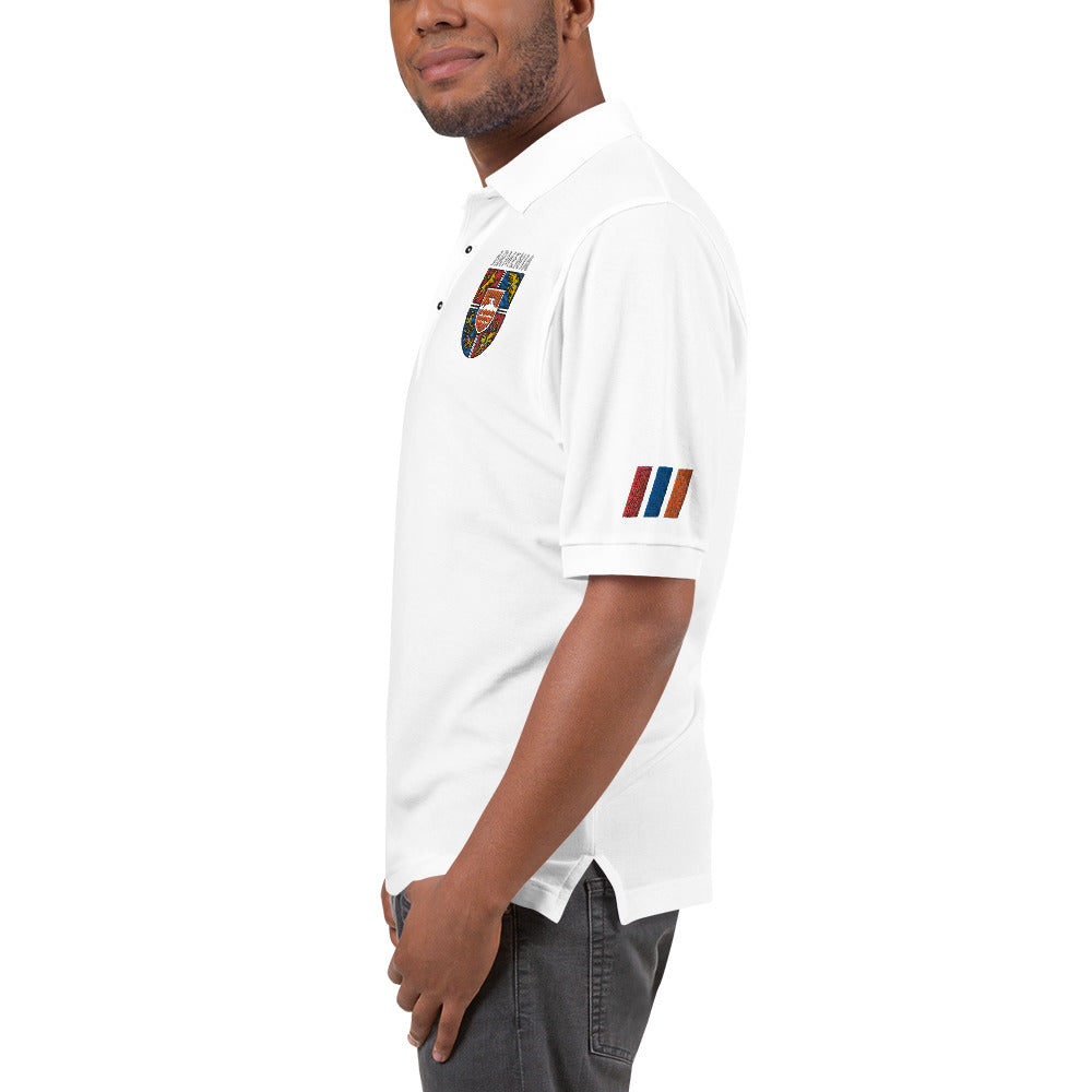 Men's Embroidered "Shield of Armenia & Tricolor Flag" Premium Polo Pomegranate Mint