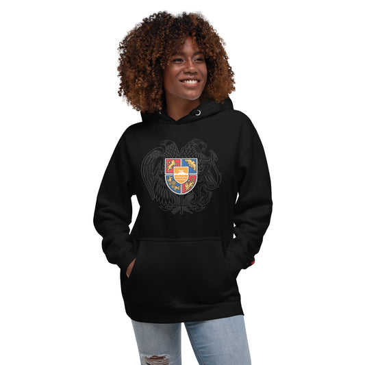 Unisex "Armenian Coat of Arms & Tricolor" Graphic Hoodie Pomegranate Mint