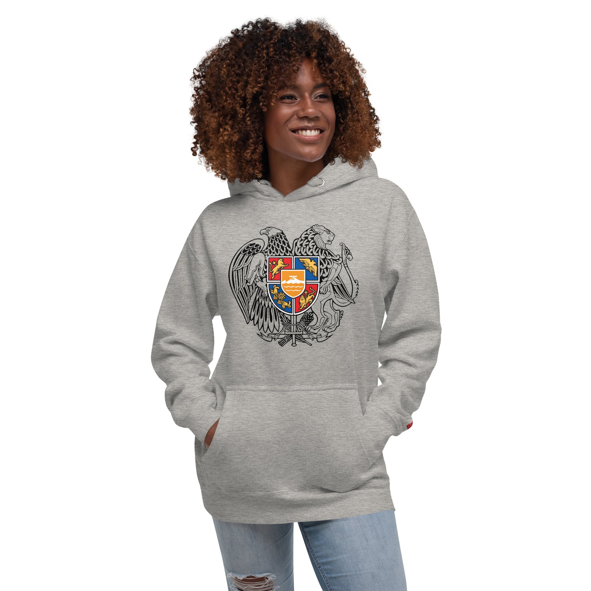 Unisex "Armenian Coat of Arms & Tricolor" Graphic Hoodie Pomegranate Mint