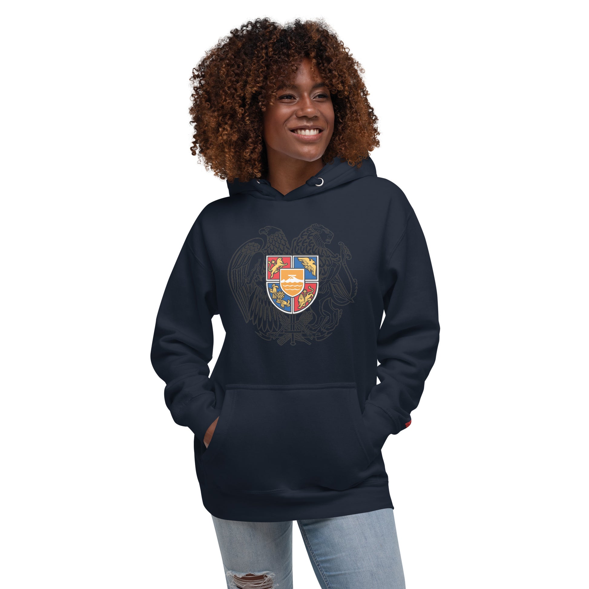 Unisex "Armenian Coat of Arms & Tricolor" Graphic Hoodie Pomegranate Mint