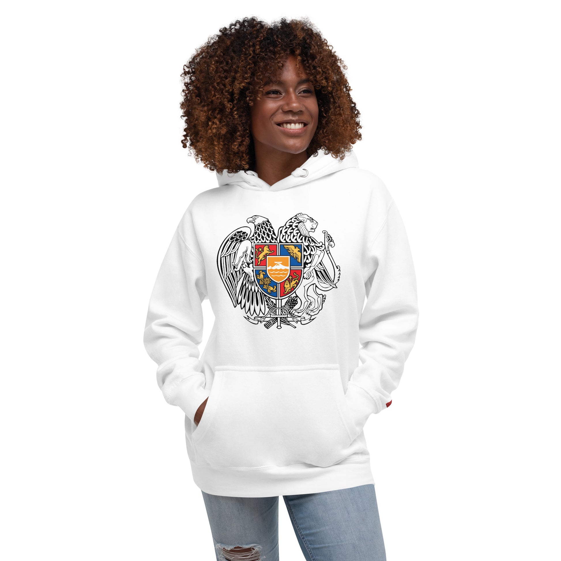 Unisex "Armenian Coat of Arms & Tricolor" Graphic Hoodie Pomegranate Mint