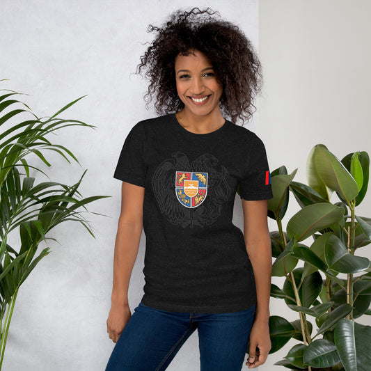 Unisex Armenian "Armenian Coat of Arms & Tricolor" Graphic T-Shirt Pomegranate Mint