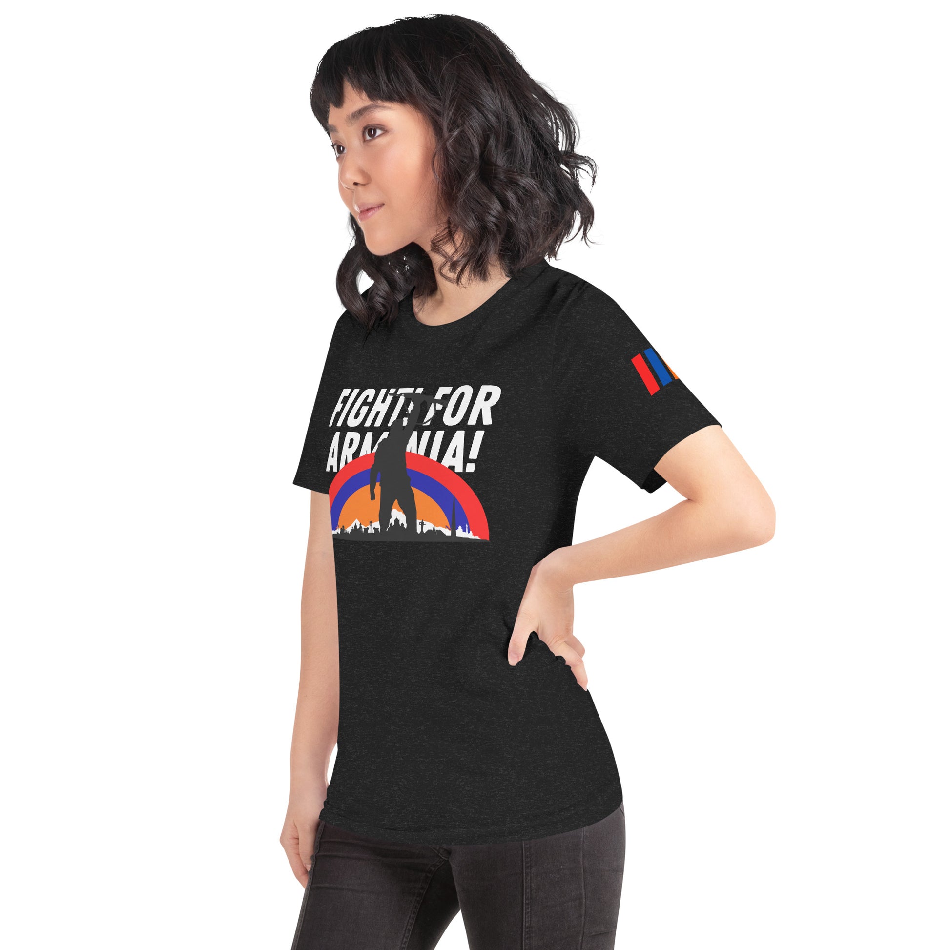 Unisex "Fight For Armenia & Tricolor Flag" Graphic T-Shirt Pomegranate Mint