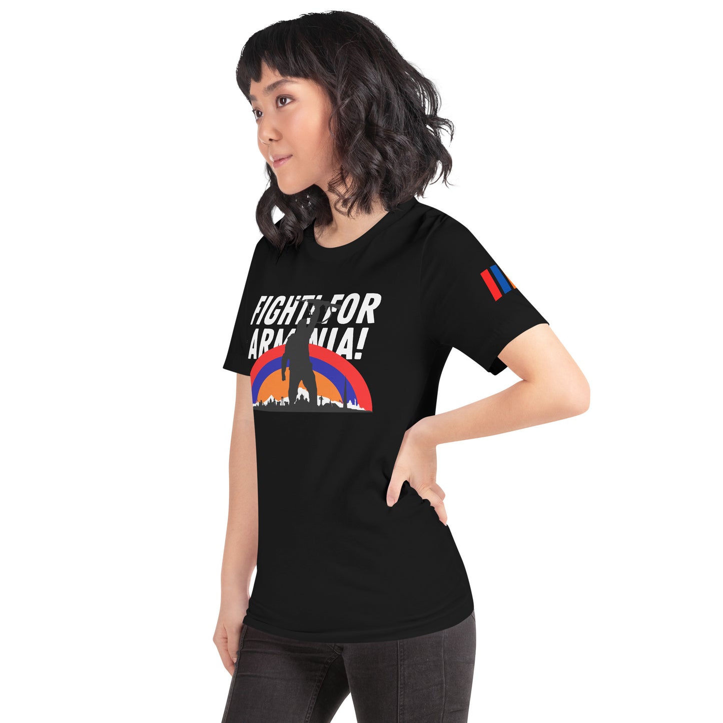 Unisex "Fight For Armenia & Tricolor Flag" Graphic T-Shirt Pomegranate Mint