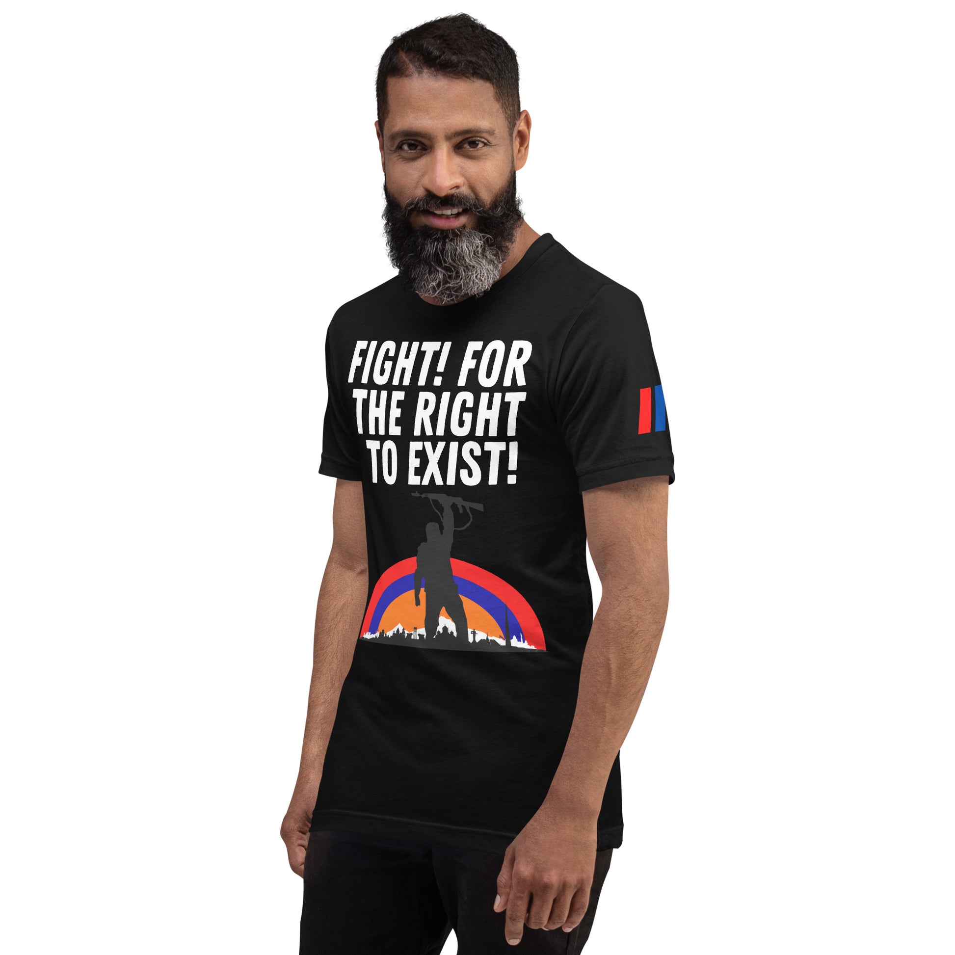 Unisex "Fight for the Right to Exist & Tricolor Flag" Graphic T-Shirt Pomegranate Mint