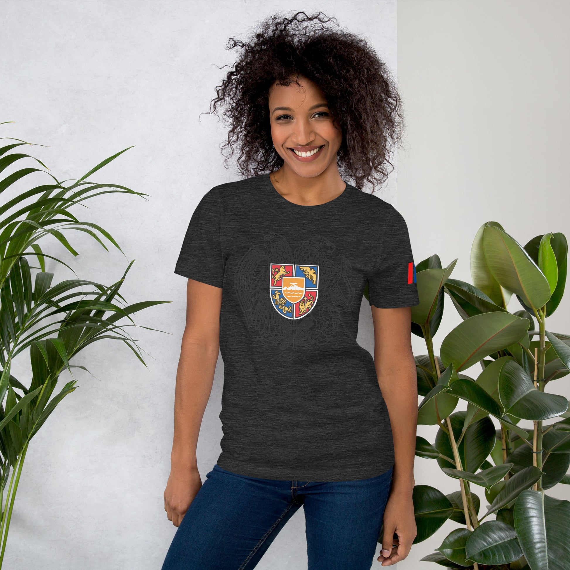 Unisex Armenian "Armenian Coat of Arms & Tricolor" Graphic T-Shirt Pomegranate Mint