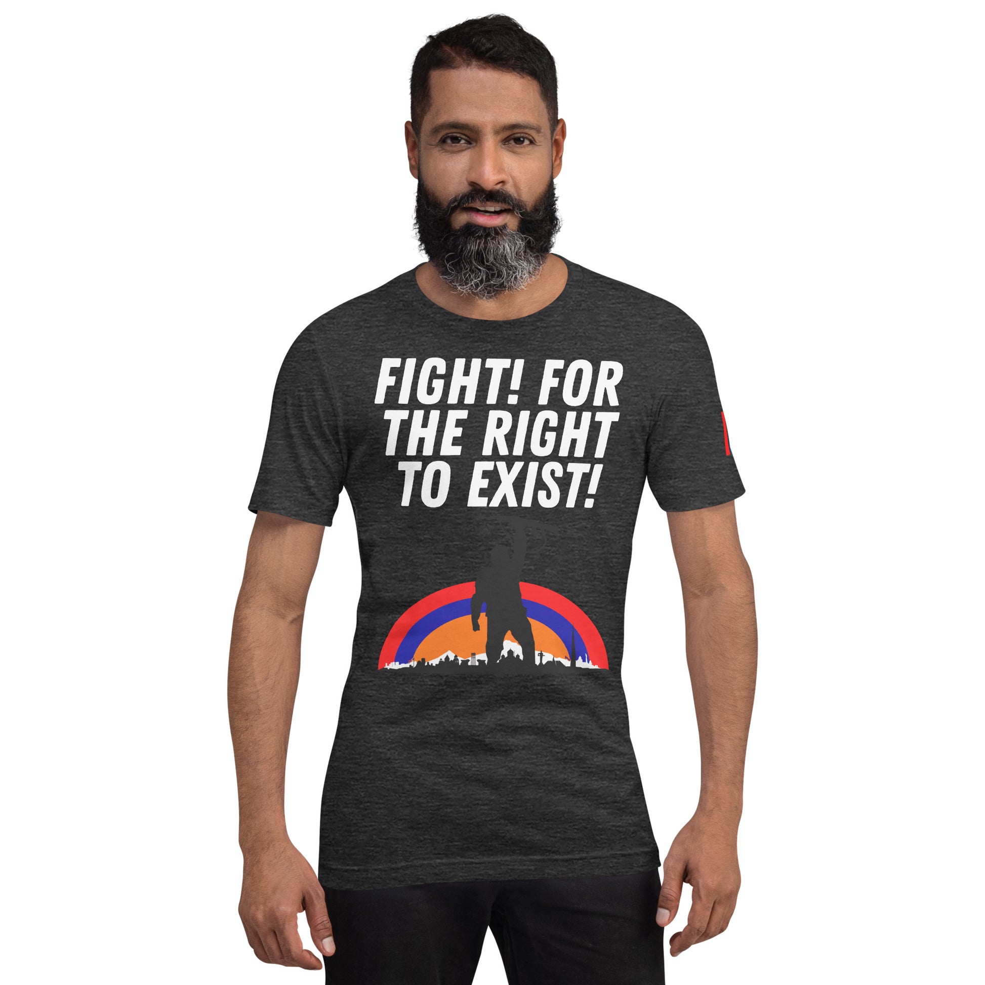 Unisex "Fight for the Right to Exist & Tricolor Flag" Graphic T-Shirt Pomegranate Mint