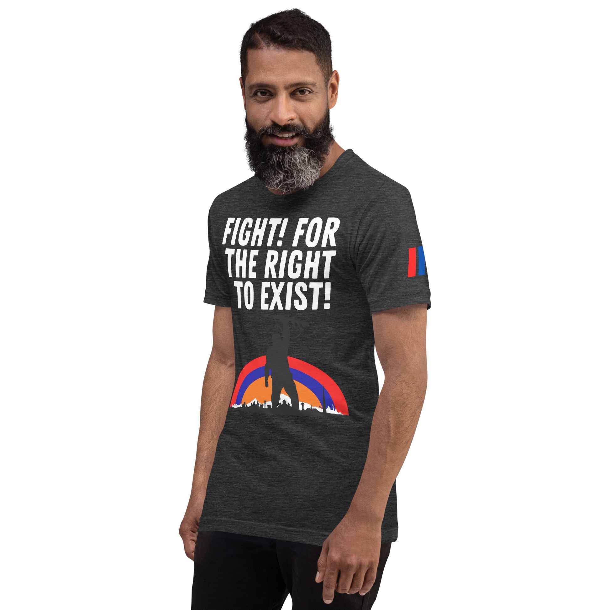 Unisex "Fight for the Right to Exist & Tricolor Flag" Graphic T-Shirt Pomegranate Mint