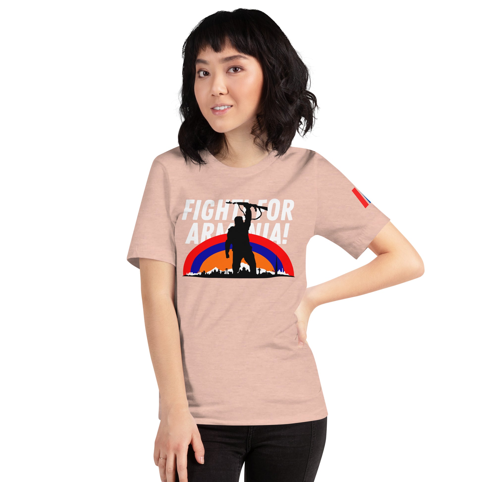 Unisex "Fight For Armenia & Tricolor Flag" Graphic T-Shirt Pomegranate Mint