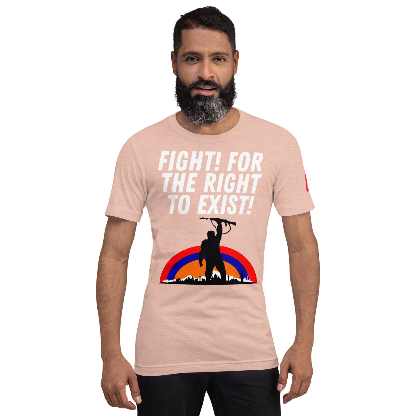 Unisex "Fight for the Right to Exist & Tricolor Flag" Graphic T-Shirt Pomegranate Mint