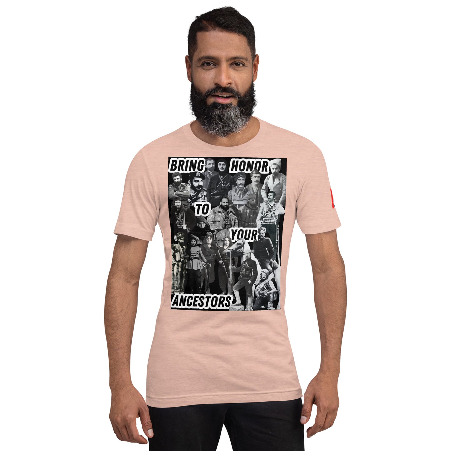 Unisex "Bring Honor to Your Ancestors Fedayi & Tricolor" Graphic T-Shirt Pomegranate Mint