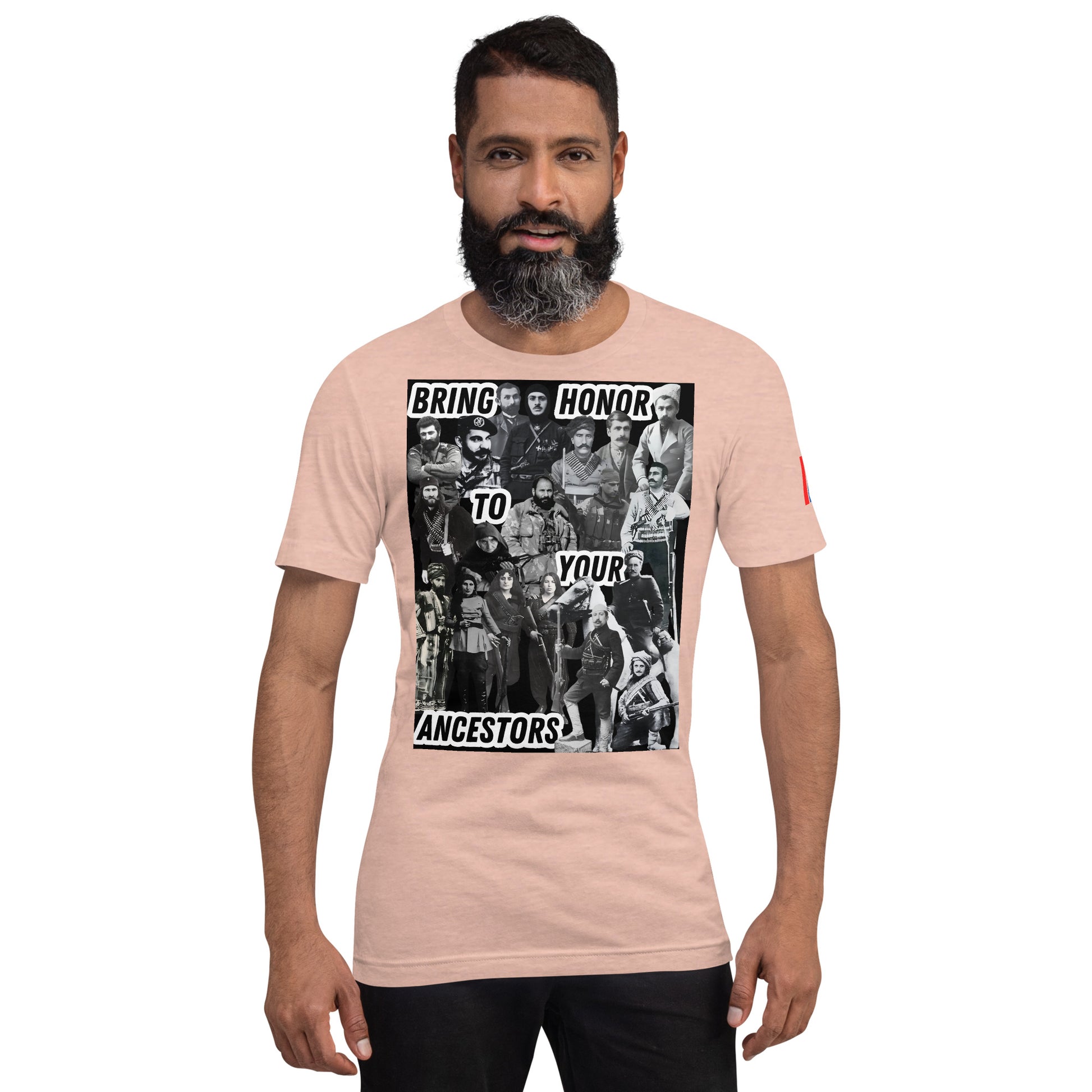 Unisex "Bring Honor to Your Ancestors Fedayi & Tricolor" Graphic T-Shirt Pomegranate Mint