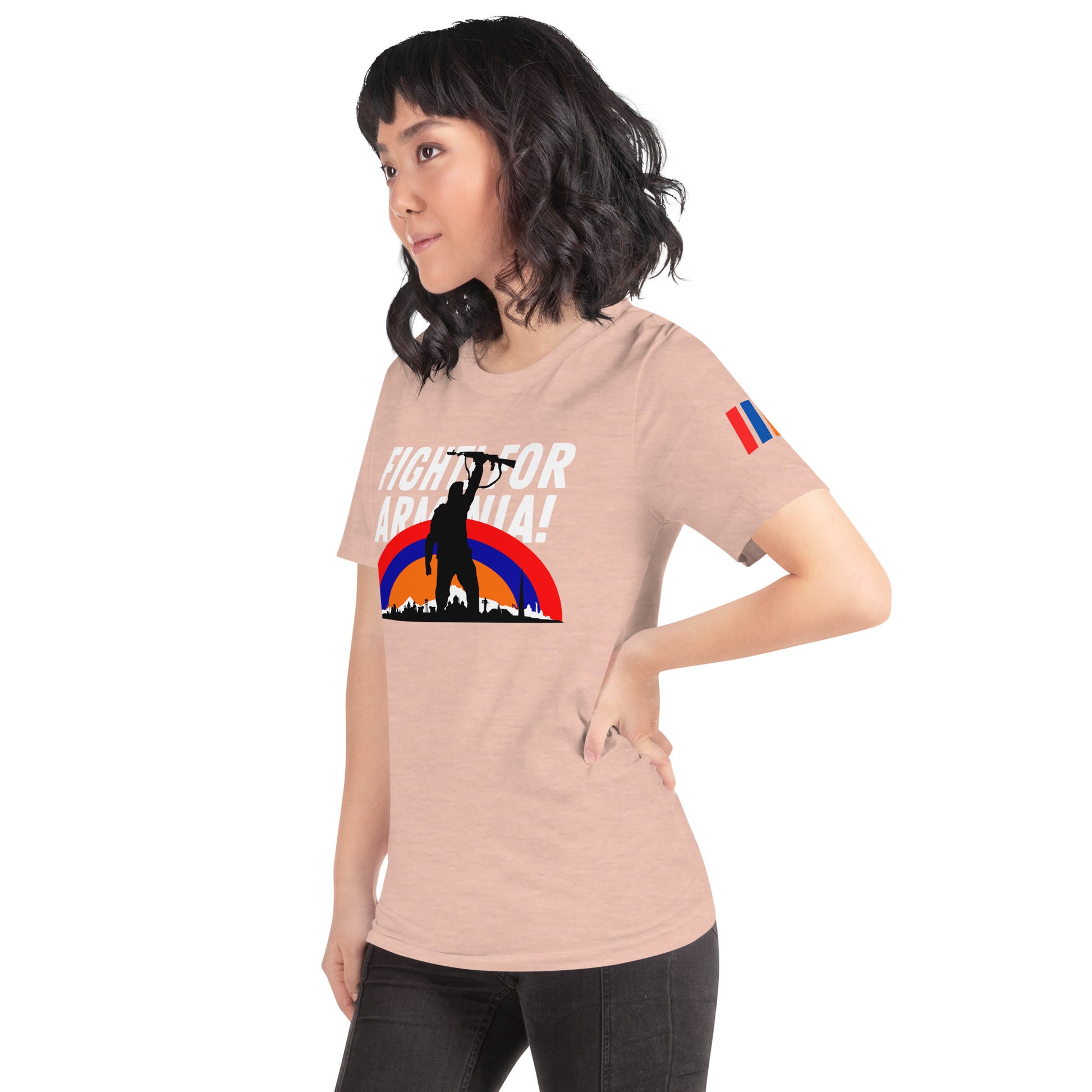Unisex "Fight For Armenia & Tricolor Flag" Graphic T-Shirt Pomegranate Mint