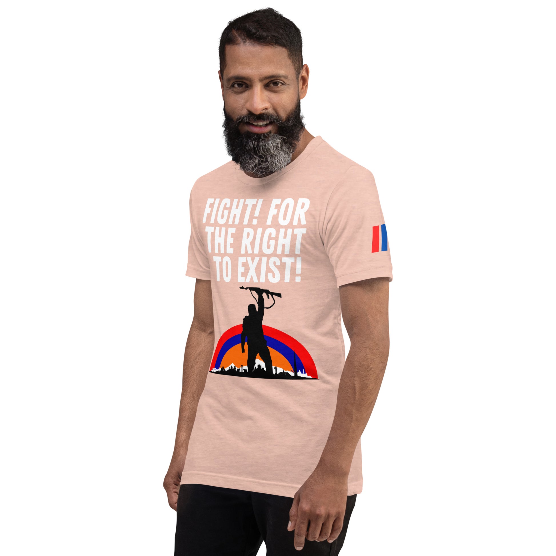 Unisex "Fight for the Right to Exist & Tricolor Flag" Graphic T-Shirt Pomegranate Mint