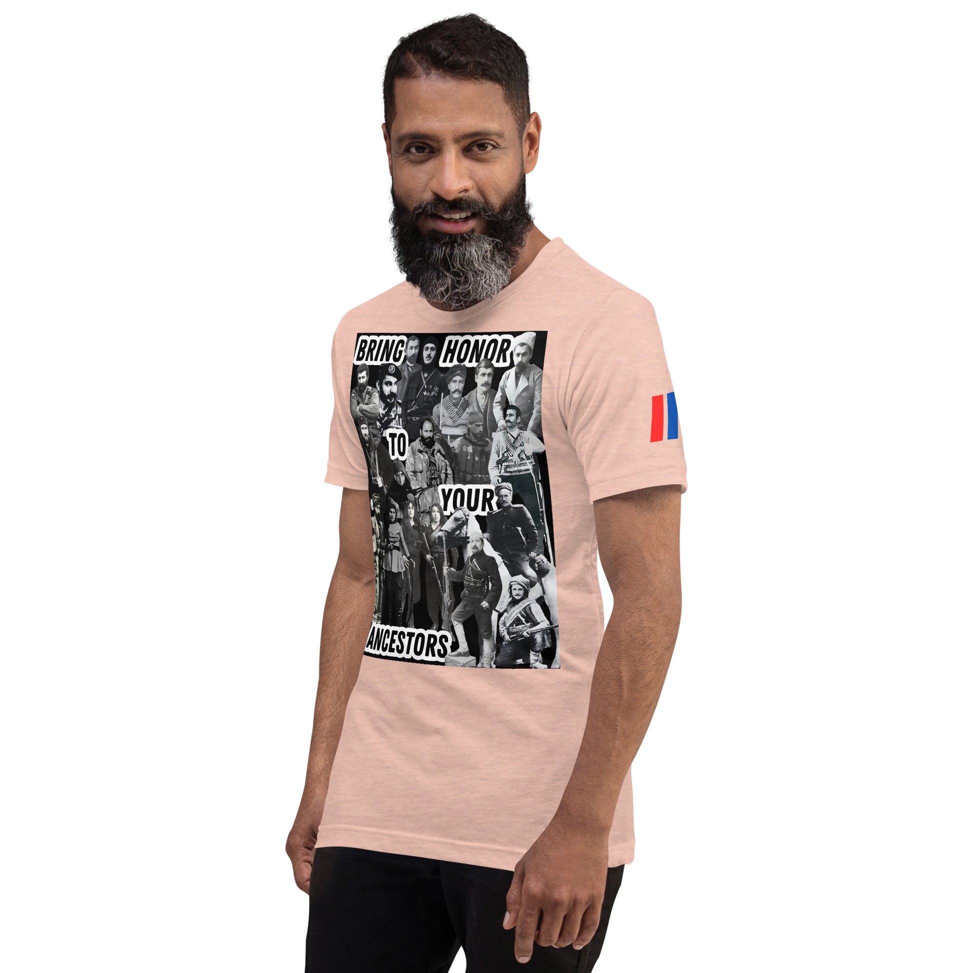 Unisex "Bring Honor to Your Ancestors Fedayi & Tricolor" Graphic T-Shirt Pomegranate Mint