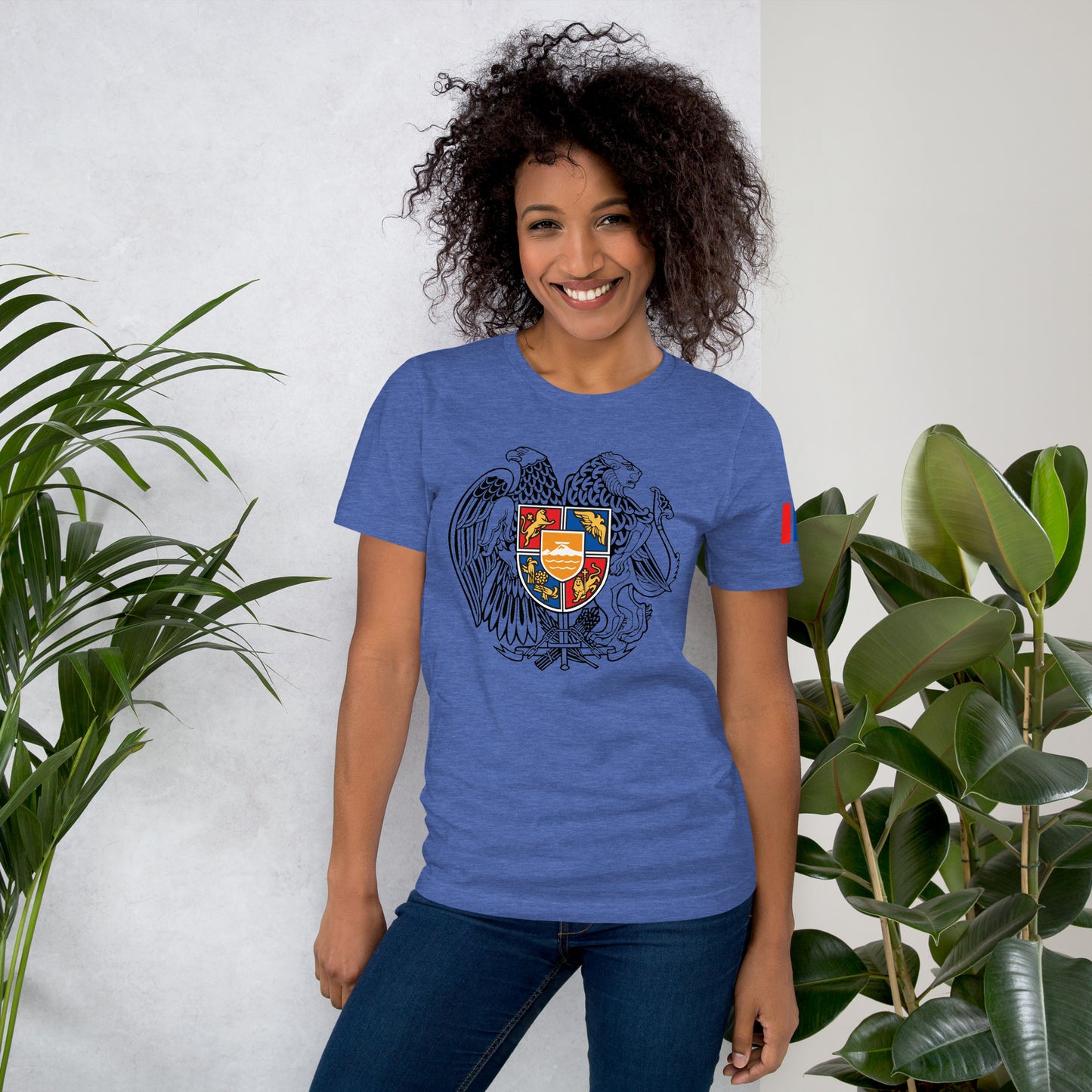 Unisex Armenian "Armenian Coat of Arms & Tricolor" Graphic T-Shirt Pomegranate Mint