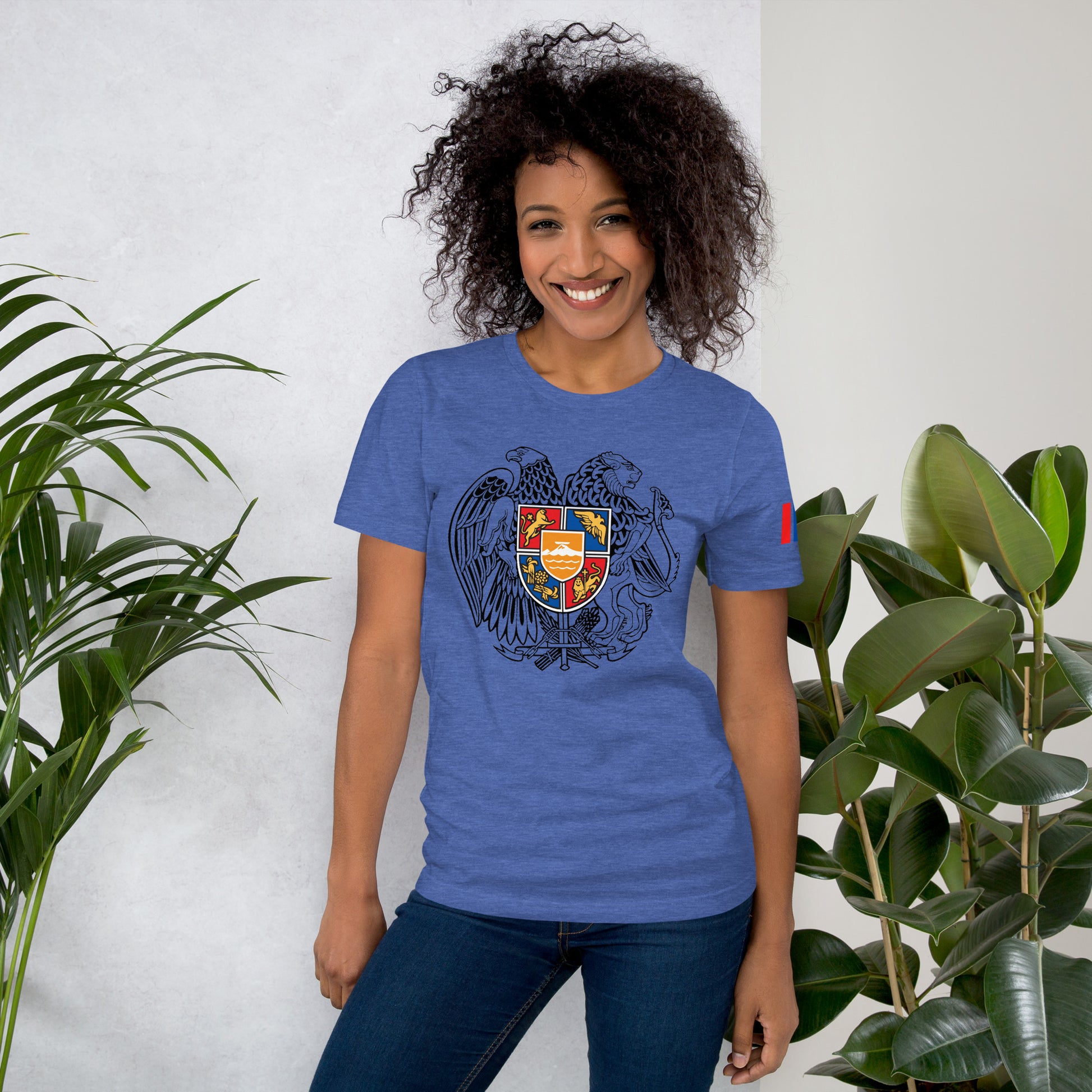 Unisex Armenian "Armenian Coat of Arms & Tricolor" Graphic T-Shirt Pomegranate Mint