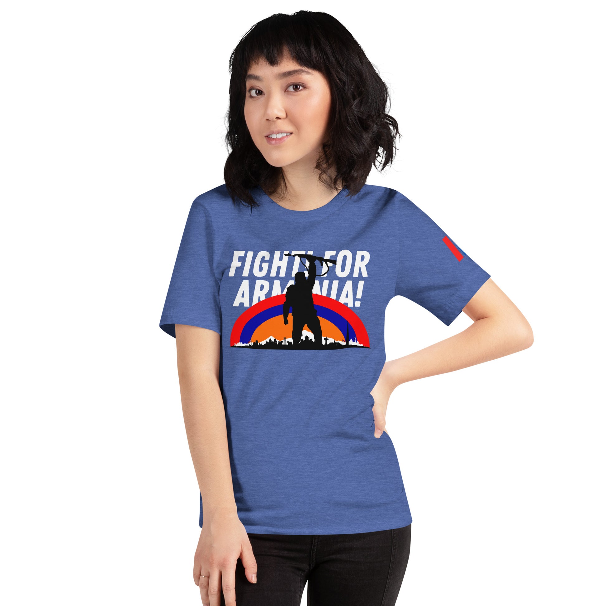 Unisex "Fight For Armenia & Tricolor Flag" Graphic T-Shirt Pomegranate Mint