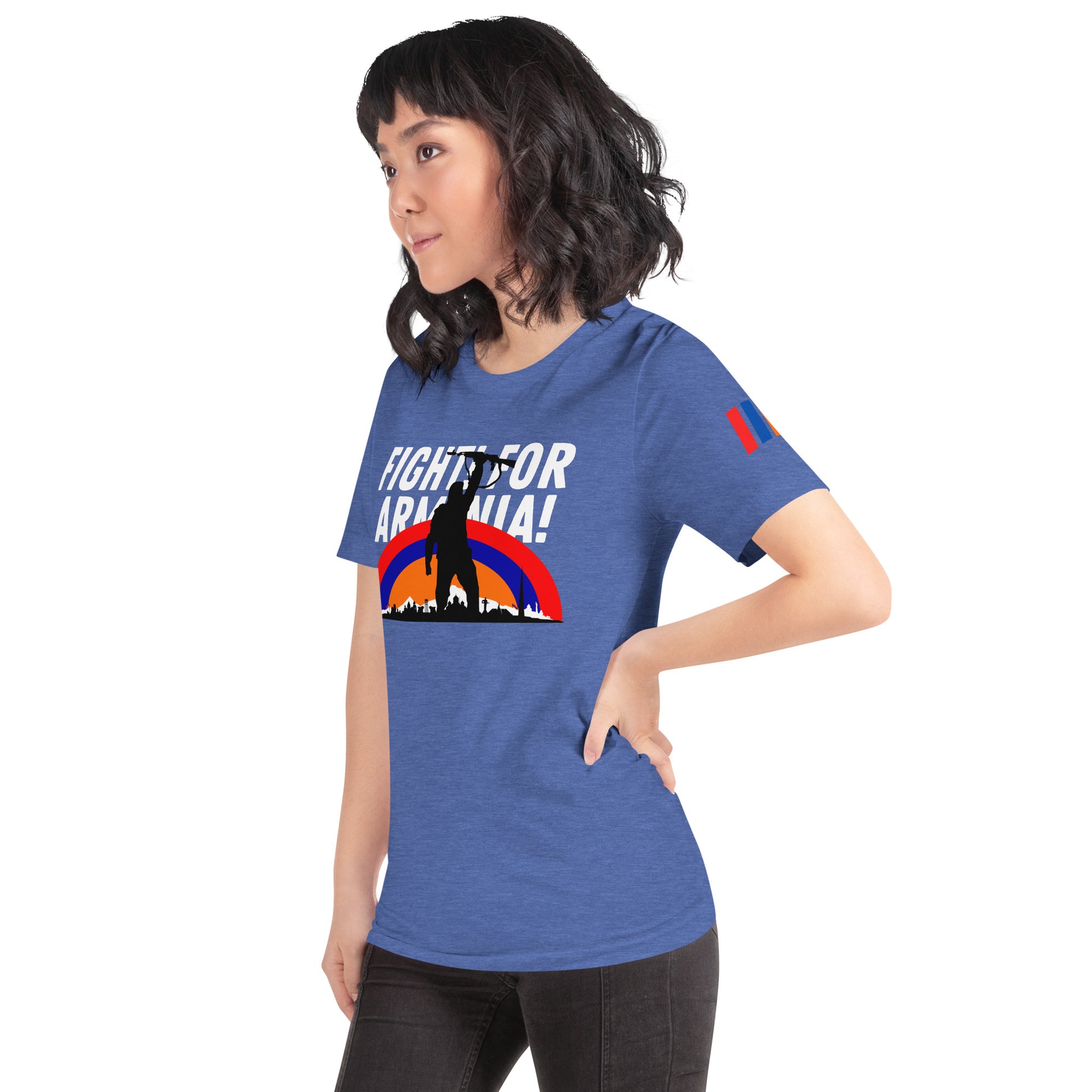 Unisex "Fight For Armenia & Tricolor Flag" Graphic T-Shirt Pomegranate Mint